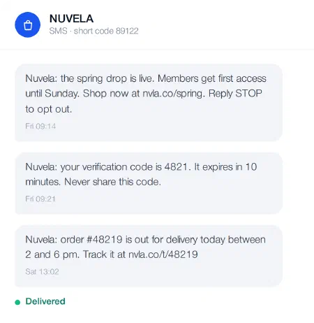 SMS conversation example